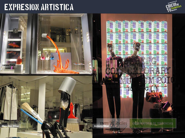Moschino en Milan con una vidriera llena de expresion artistica